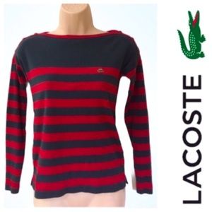 Lacoste Boat Neck stripped red
And blue long sleeve  size 36/small